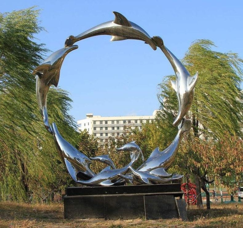 OEM Animal 316 Stainless Steel Metal Art Sculptures For Square Decoration