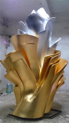 Złota folia ze stali nierdzewnej Rzeźba abstrakcyjna wklej Nowoczesna srebrna rzeźba